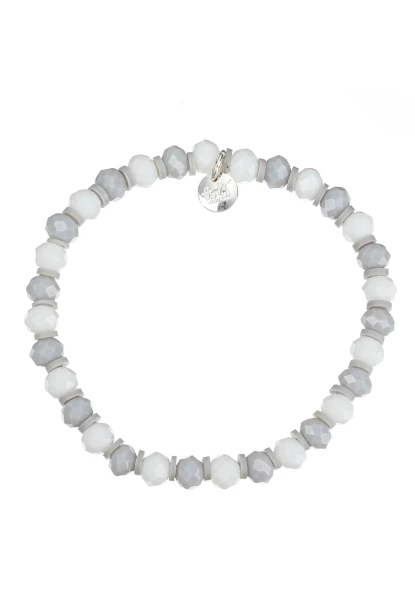 Leslii Armband Glasperlen in Weiß Grau Rabatt