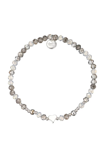 Leslii Damen-Armband Karoline Kristall Glasperlen dehnbar Grau Blitzangebot