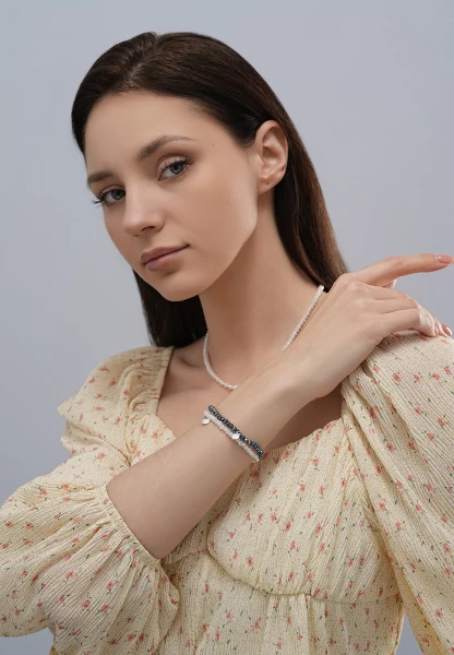 Leslii Damen-Armband Karoline Kristall Glasperlen dehnbar Weiß Große Rabatte
