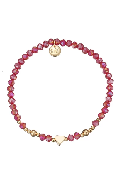 Leslii Damen-Armband Karoline Kristall Glasperlen dehnbar Rot Zeitbegrenzte Promotion