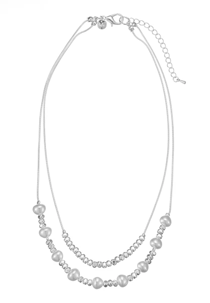 Leslii kurze Layering Kette Pearls Silber Fabrikladen
