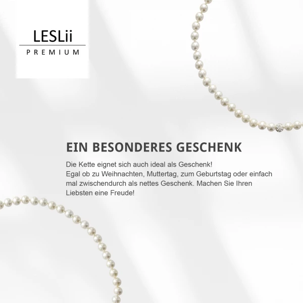 Leslii Damen-Kette Perlen-Collier weiße Perlen-Kette Strass-Kugel Weiß 50% Rabatt für begrenzte Zeit