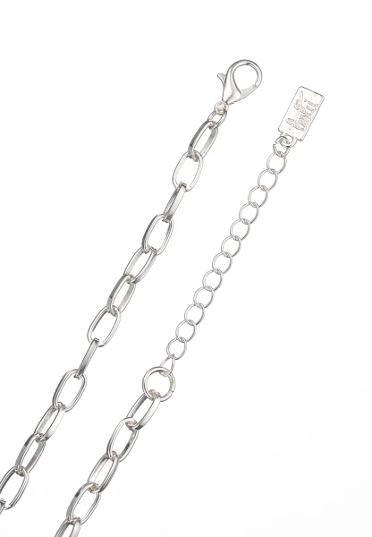 Leslii Kurze Halskette Glieder-Kette Glitzer Y-Kette in Silber Auslauf