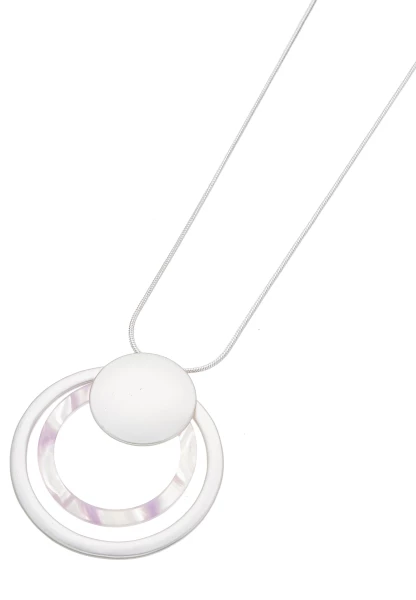 Leslii Lange Kette Ring-Anhänger Matt Silber Lila Verkauf