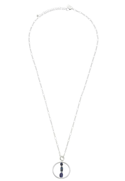 Leslii Lange Halskette Natursteine Silber Blau
