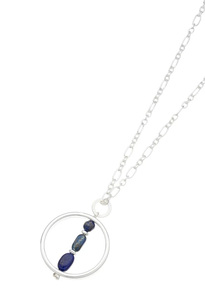 Leslii Lange Halskette Natursteine Silber Blau Angebote