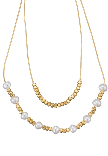 Leslii Kurze Kette Layering Pearls | Gold im Angebot