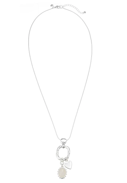 Leslii lange Schlangenkette Heart Stone | Silber Blitzverkäufe