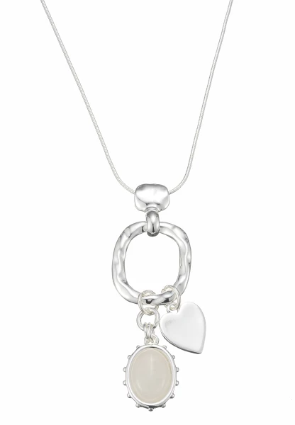 Leslii lange Schlangenkette Heart Stone | Silber Blitzverkäufe