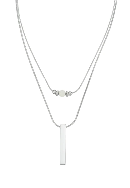 Leslii Kurze Kette Layering Naturstein Silber Saisonschlussverkauf