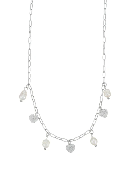 Leslii Kurze Kette Herz echte Perlen Silber Osterangebot