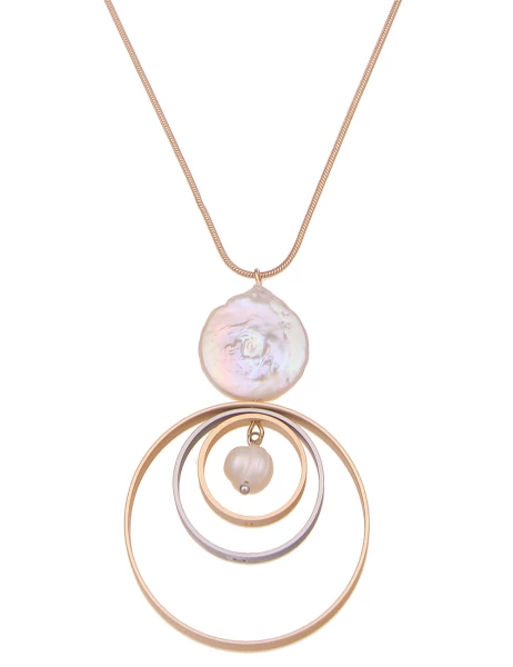 Leslii Lange Kette Tricolor Ringe mit Perle Vatertagsangebot