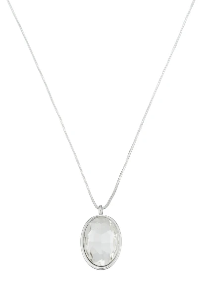 Leslii Lange Kette Oval Glasstein Silber Valentinstagsangebot