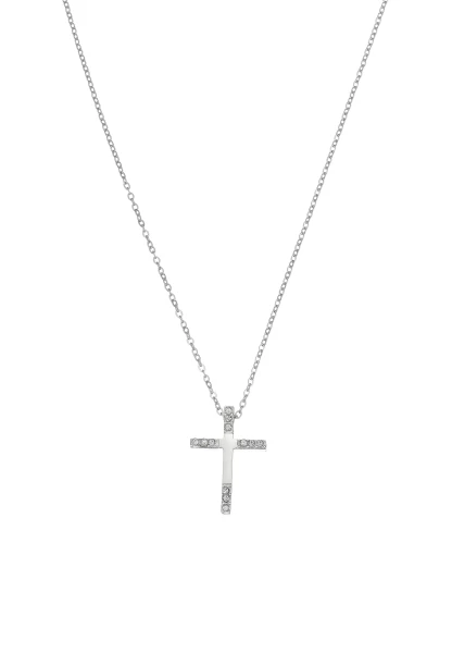 Leslii Kurze Halskette Strass Kreuz Edelstahl Silber Top Angebot