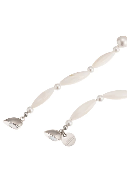 Leslii Kurze Kette Premium Collier Perlen Herz Collier in Weiß Silber Sonderangebote