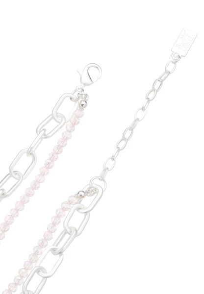 Leslii Layering Glieder-Kette Glasperlen Silber Beige VIP-Rabatte