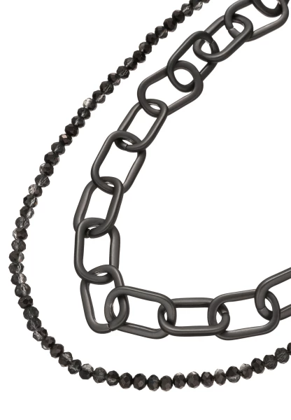 Leslii Layering Glieder-Kette Glasperlen Schwarz Tiefpreis