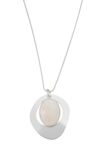 Leslii Lange Kette Perlmutt Anhänger in Silber Sonderangebot der Fabrik