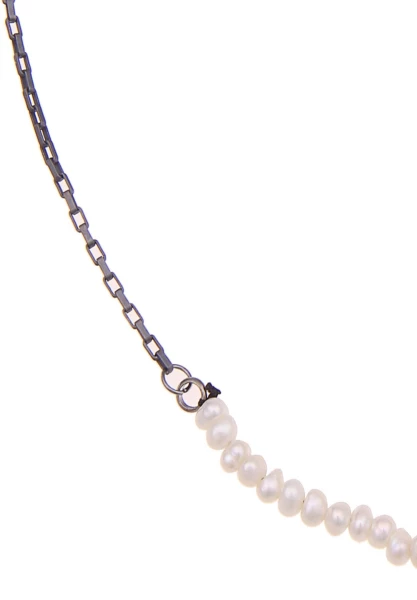 Leslii Damen-Kette Little Pearls Süßwasser-Zuchtperlen Perlen-Kette Collier Schwarz Weiß Super Rabatt