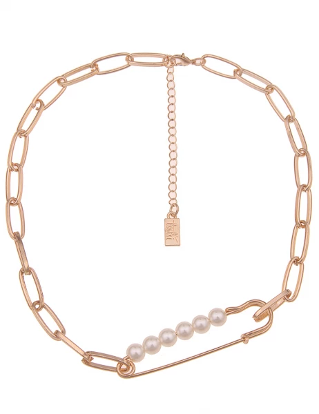 -50% SALE Leslii Kurze Halskette Sicherheitsnadel Perlen in Gold Weiß Begrenzt auf 3 Tage