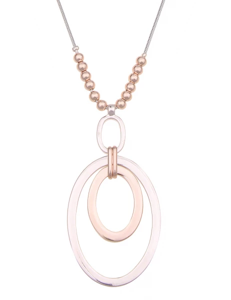 -50% SALE Leslii Lange Halskette Bicolor Ovale in Silber Rosé 2025