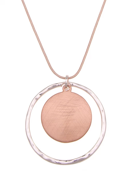 -50% SALE Leslii Damen-Kette Bicolor Ring-Anhänger Schlangen-Kette lange Modeschmuck-Kette Silber R Online