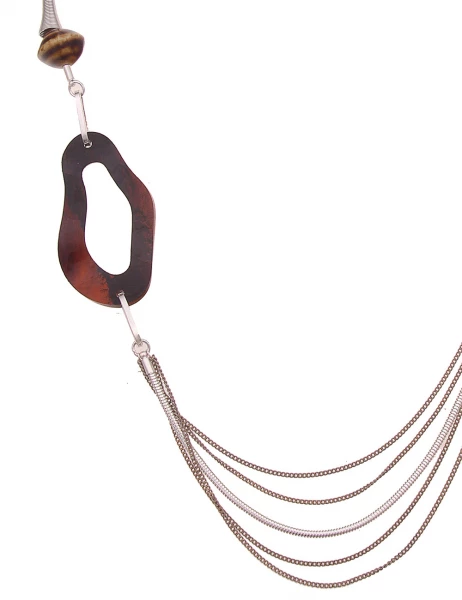 -50% SALE Leslii Lange Halskette Modern Swing in Braun Silber Outlet