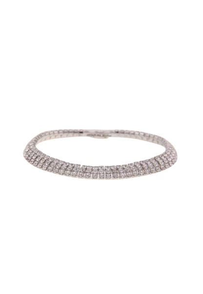 -50% SALE Leslii Armband Statement Glitzer Strass-Armband Silber Weiß Kostenloser Versand