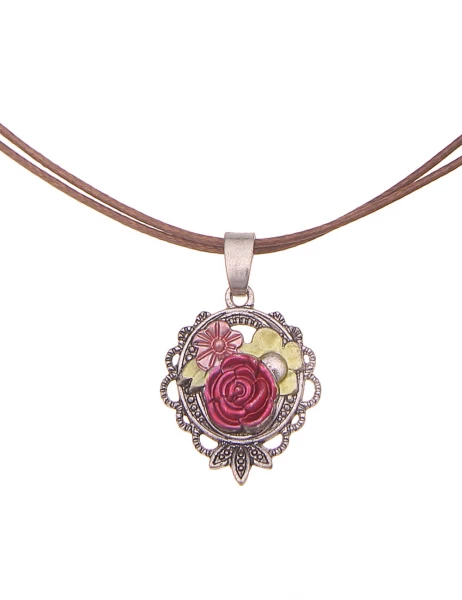-50% SALE Leslii Damen-Kette Blumen Filigran Dirndl-Kette Wiesn Oktoberfest in Braun Pink Flash Sale