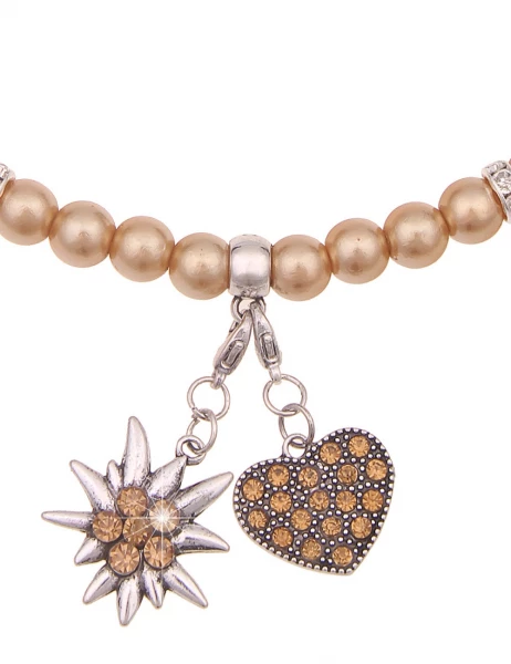 -50% SALE Leslii Damen-Kette Heidi Edelweiß Herz Dirndl Oktoberfest kurze Kette Modeschmuck Braun Cyber Monday