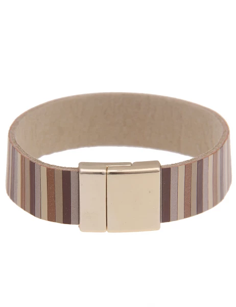 Leslii Armband Statement Streifen-Muster in Braun Gold Zeitlich begrenztes Angebot