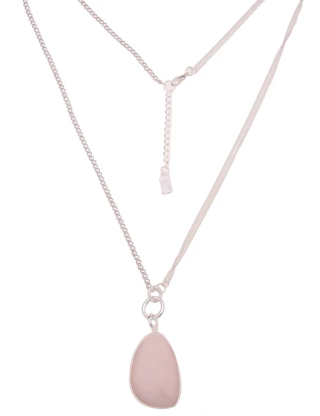 -50% SALE Leslii Lange Halskette Statement Naturstein in Silber Rosa Bis zu 65% Rabatt