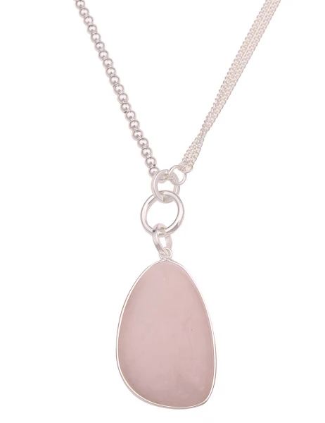 -50% SALE Leslii Lange Halskette Statement Naturstein in Silber Rosa Bis zu 65% Rabatt