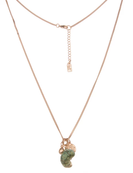 -50% SALE Leslii Lange Halskette Natur Muschel in Gold Grün Vierteljährliche Förderung