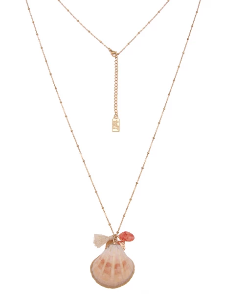 -50% SALE! Leslii Lange Halskette Muschel in Gold Pink Discount Store für neue Produkte