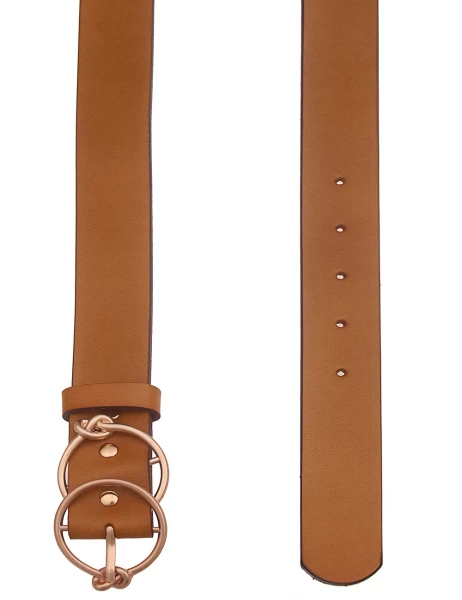 -70% SALE! Leslii Damen-Gürtel Basic Gürtel Doppel-Schließe Knoten in Braun Riesige Rabatte