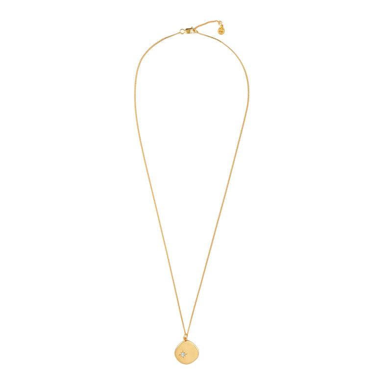 Mosuo Jewellery Geburtsstein Halskette März - Vermeil & Aquamarin Sonderangebot der Fabrik
