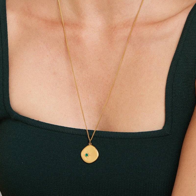 Mosuo Jewellery Geburtsstein Halskette Mai - Vermeil & Grüner Onyx Bis zu 55% Rabatt