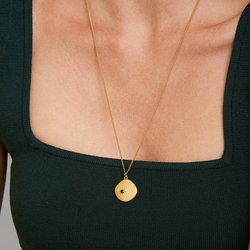 Mosuo Jewellery Geburtsstein Halskette September - Vermeil & Lapis Lazuli Riesige Rabatte
