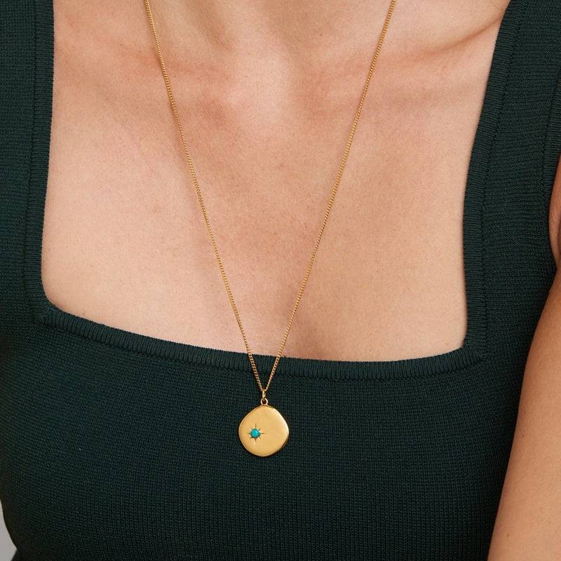 Mosuo Jewellery Geburtsstein Halskette Dezember - Vermeil & Türkis Kostenloser Versand international