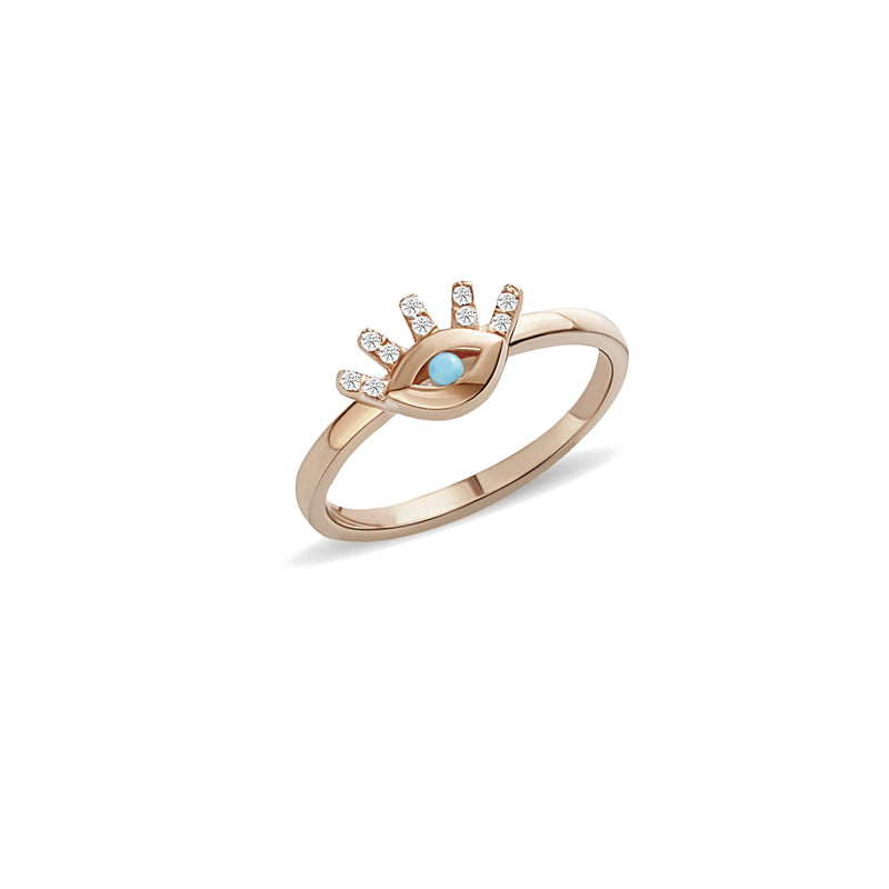 Mosuo Jewellery Türkis Diamant Evil Eye Ring zollfrei