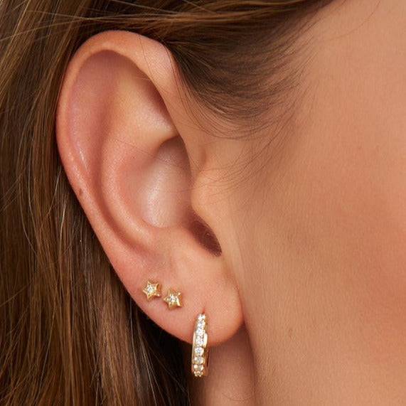 Mosuo Jewellery Diamant Stern Ohrstecker im Angebot