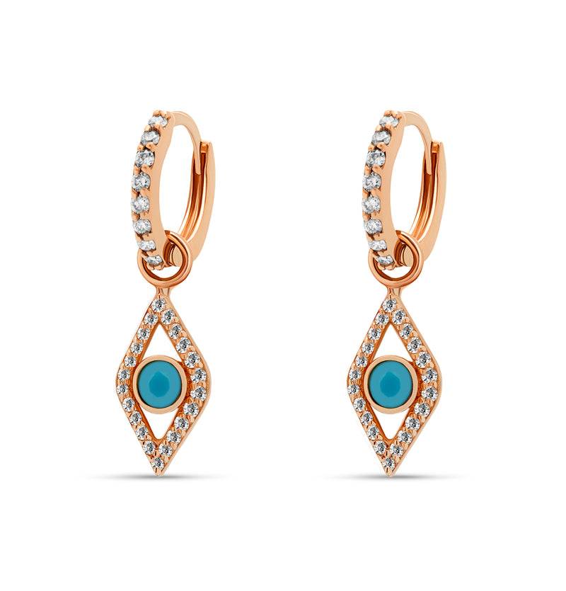Mosuo Jewellery Mini Diamant Creole mit Nazar Auge Begrenztes Angebot