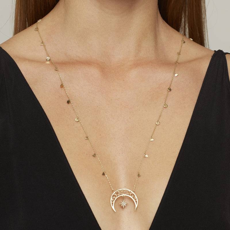 Mosuo Jewellery Diamant Mond & Stern Halskette Valentinstagsangebot