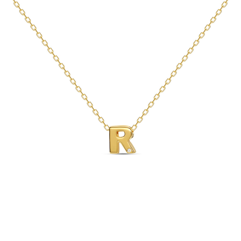 Mosuo Jewellery Diamant Buchstaben Halskette “R” - Vermeil Sonderangebot der Fabrik