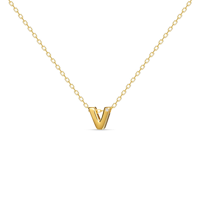 Mosuo Jewellery Diamant Buchstaben Halskette “V”- Vermeil Nur noch ein Tag übrig