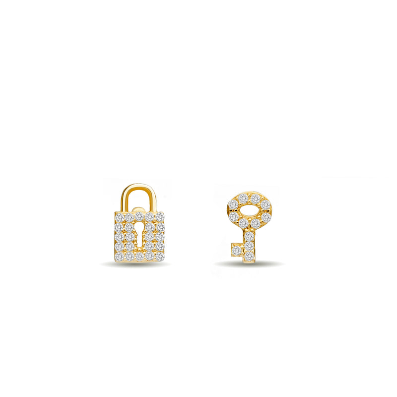 Mosuo Jewellery Schloss und Schlüssel Diamant Ohrstecker Online