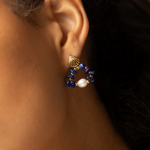 Paul Hewitt Scallop Stone Ohrring Gold Neueste Mode