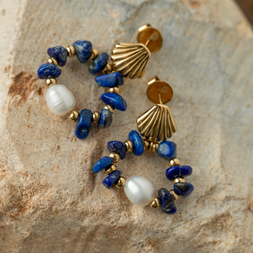 Paul Hewitt Scallop Stone Ohrring Gold Neueste Mode