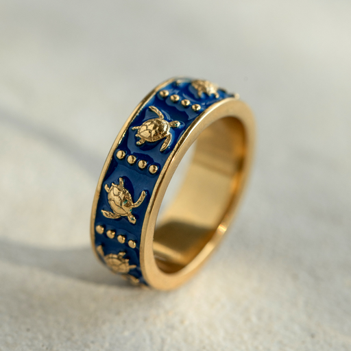 Paul Hewitt Turtle Enamel Ring Gold Große Rabatte